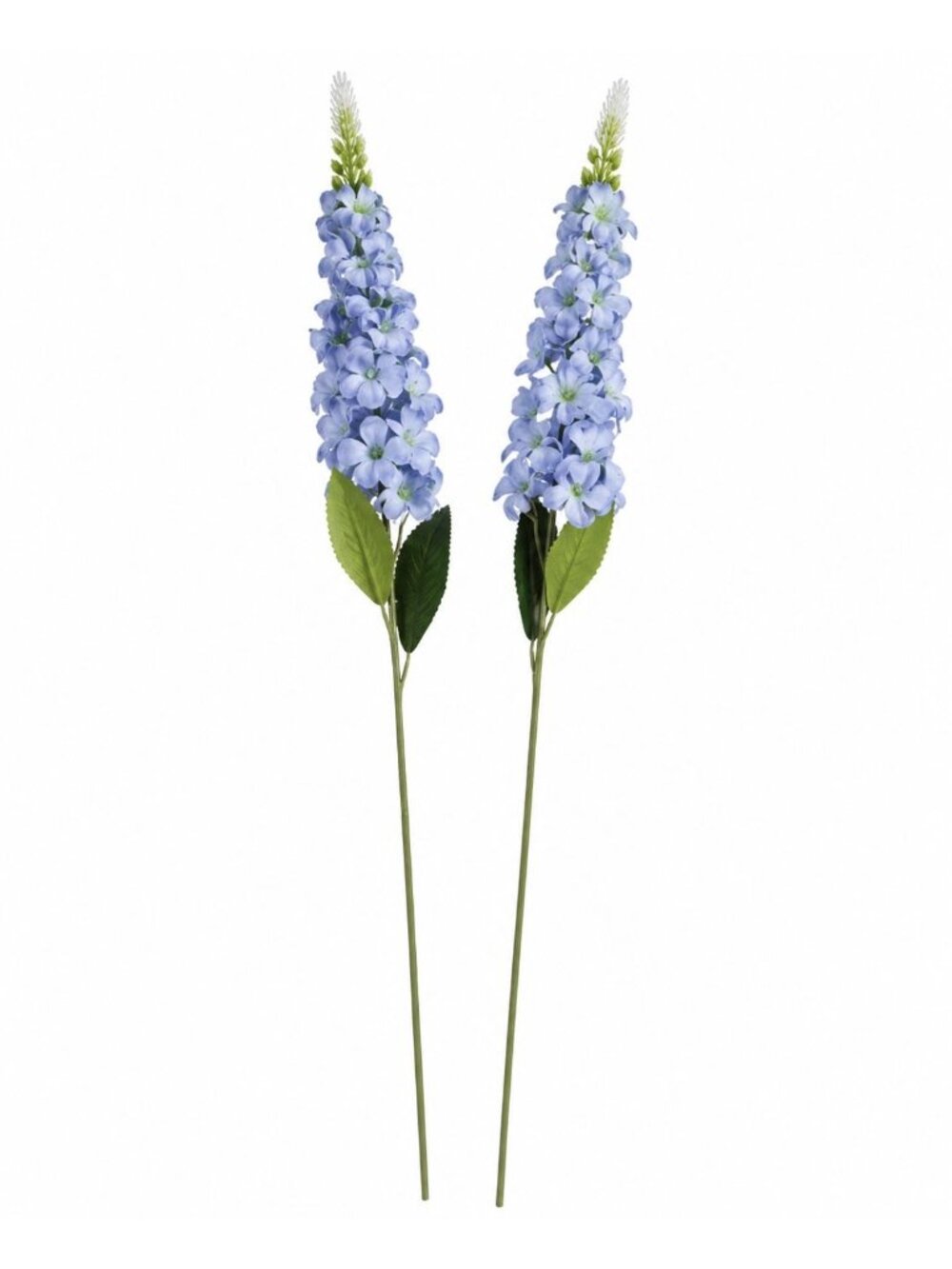 Light Blue Snapdragon Stems Set of 2 Artificial Larkspur Spike Flowers 26 Inch